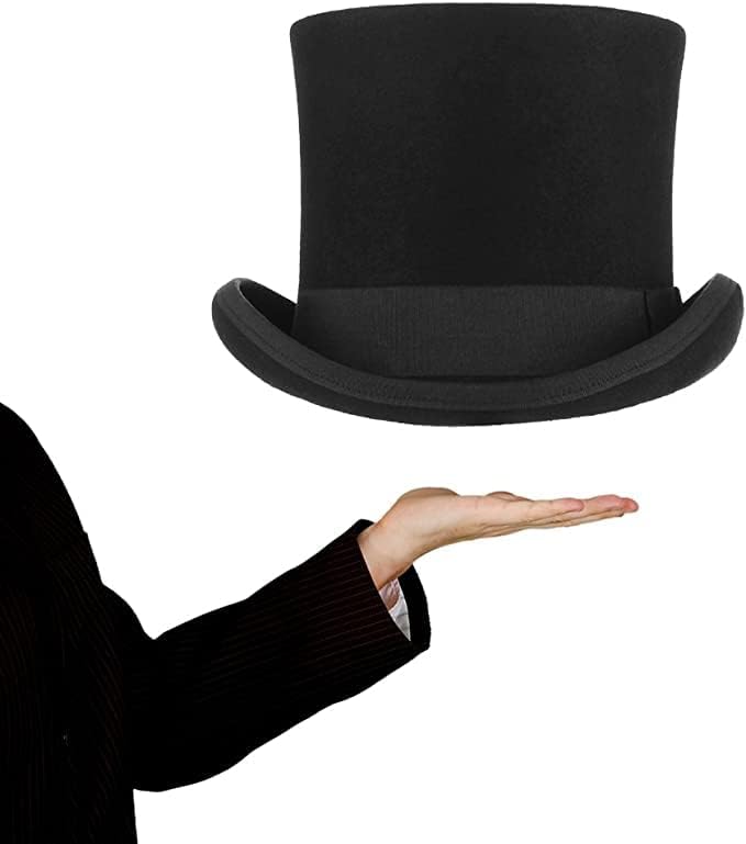 GEMVIE Men's Wool Felt Stage Magic Adults Costume Tall Top Hat 6.7" High Black XL 60-62cm - Image 1